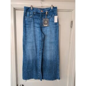 Democracy Luxe‎ Touch Premium Wide Leg Jeans Blue Medium Wash 6P NWT pull on
